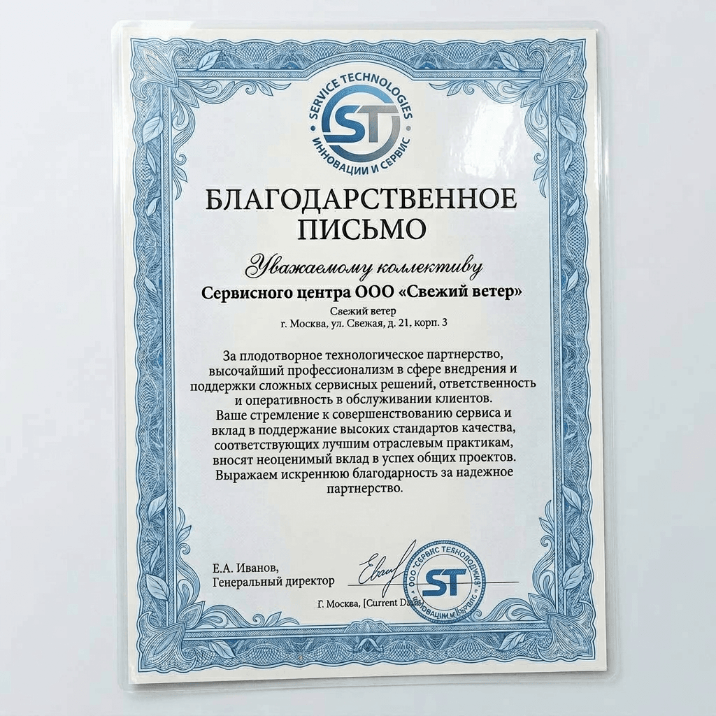 Благодарность от Melitta Technologies